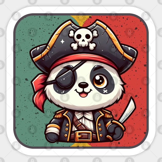 Panda pirate Sticker by Curou Prints